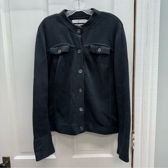 Tommy Hilfiger black snap up cardigan women's xl heavy weight - Picture 1 of 4